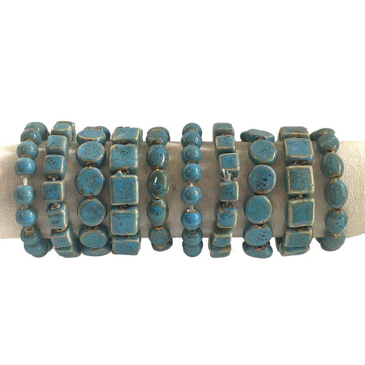 Turquoise Clay Bead Stretch Bracelets - Assorted shapes for wholesale by Chloe & Lex