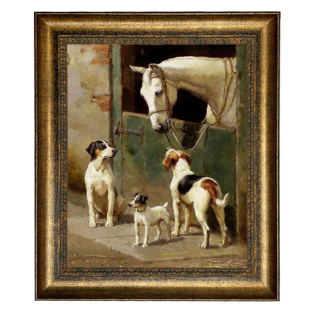 Madison Bay Co. - Historical Home Decor Reproductions - Wholesale Art Print - Dog and Horse at Stable Vintage Painting Print on Canvas83