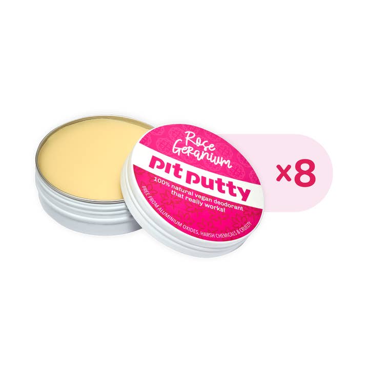 Rose Geranium, Pit Putty, Tin, (8 x 65g) for wholesale by Pit Putty (UK)