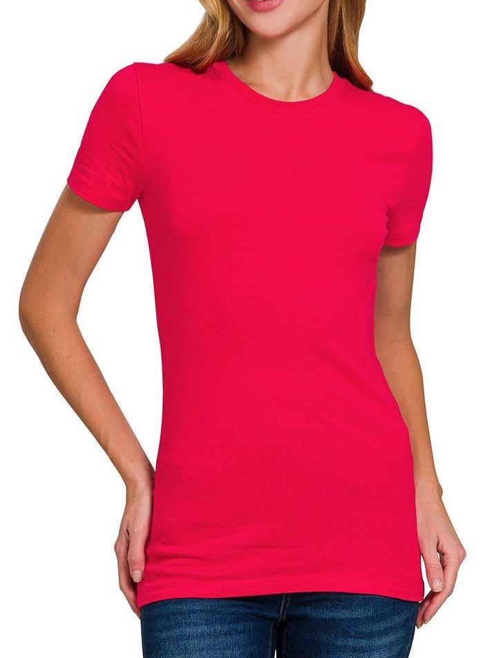 Eenvoudig T-shirt met Ronde Hals en Korte Mouwen voor wholesale door Vanilla Monkey