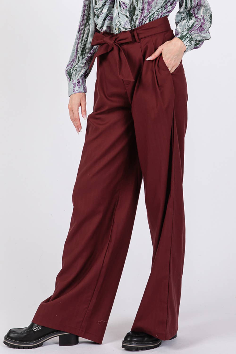 Sage + Fig - Wholesale Pants - Women's - HIGH WAIST BELTED PANTS (SP7328)12