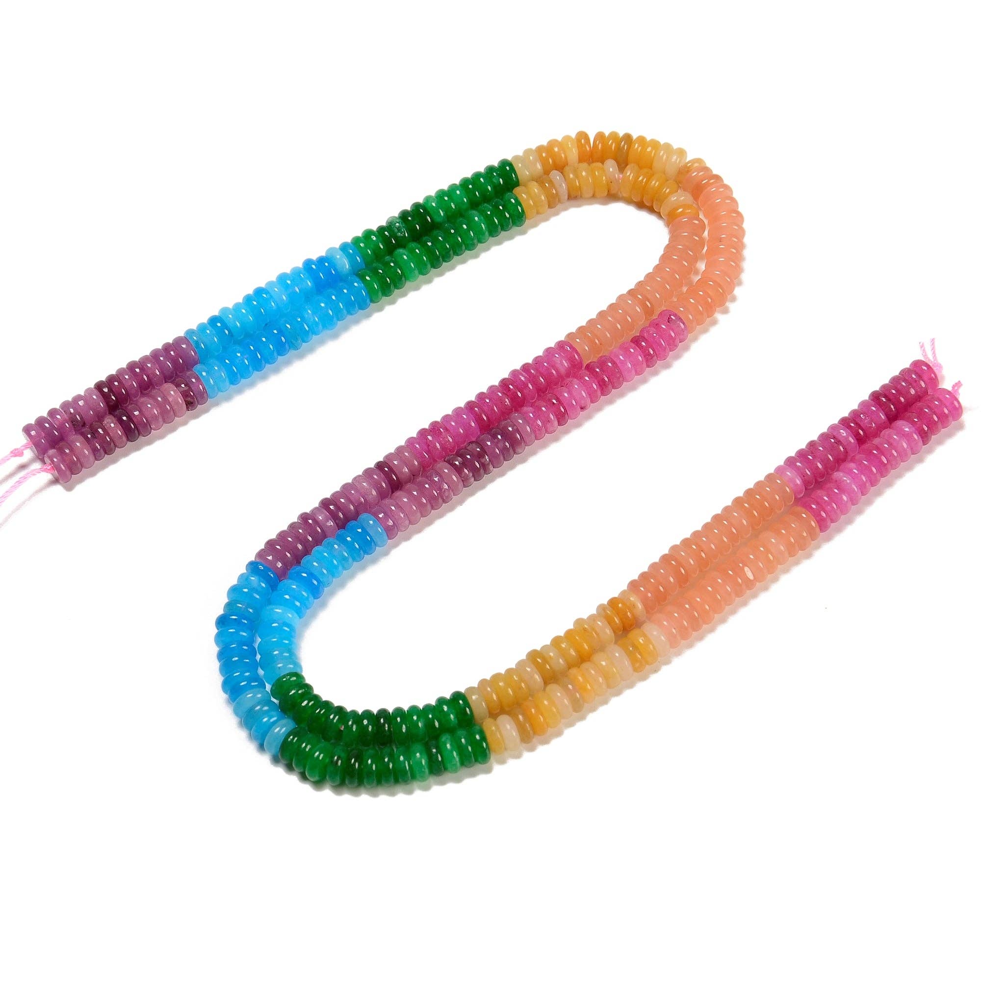 CRCBEADS - Wholesale Beads - 01-Multi-color Gemstone Smooth Rondelle Beads Size 2x6mm 15.5'' Strand2