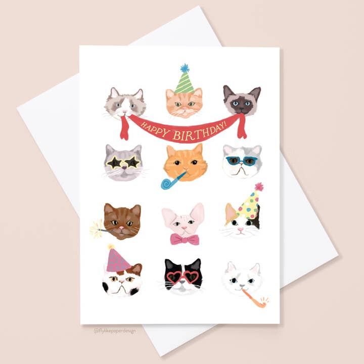 Cats Birthday Card for wholesale by Fly Like Paper Design