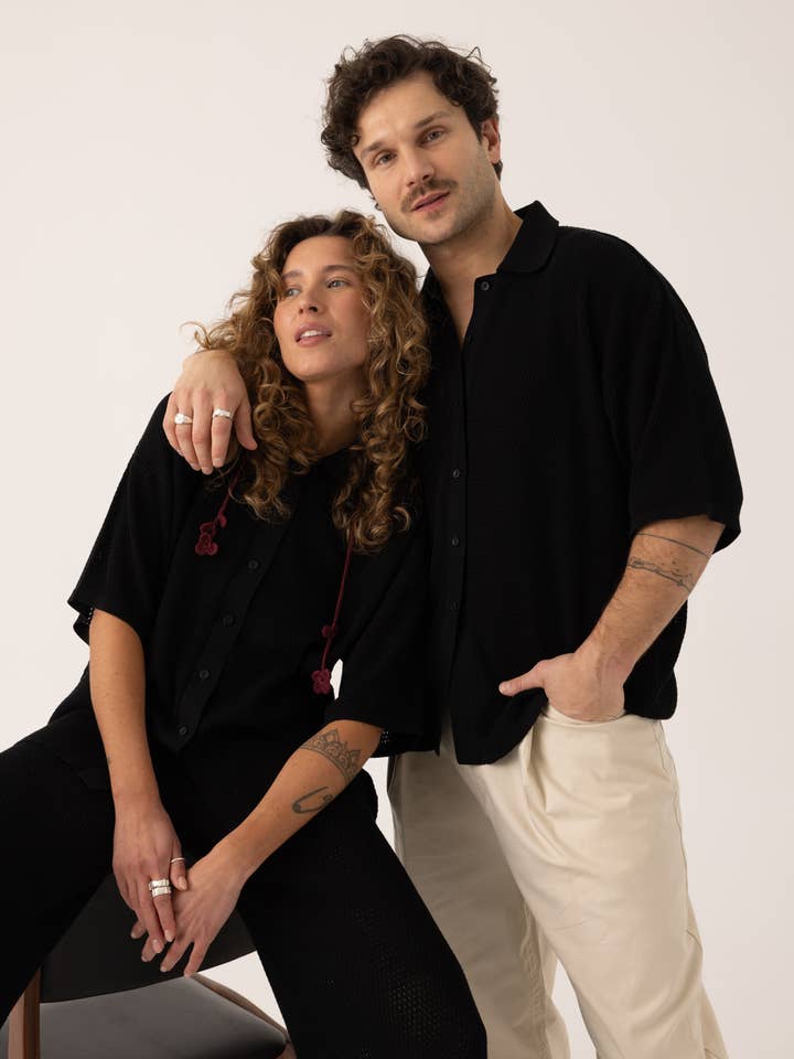 Sutemos: Black Cotton Shirt for wholesale on Faire