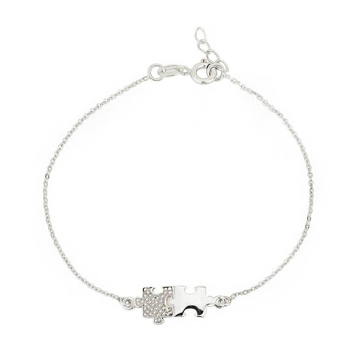 Elegant 925 Silver "Together We Fit" Bracelet for Women for wholesale by Amaaya Jewelry