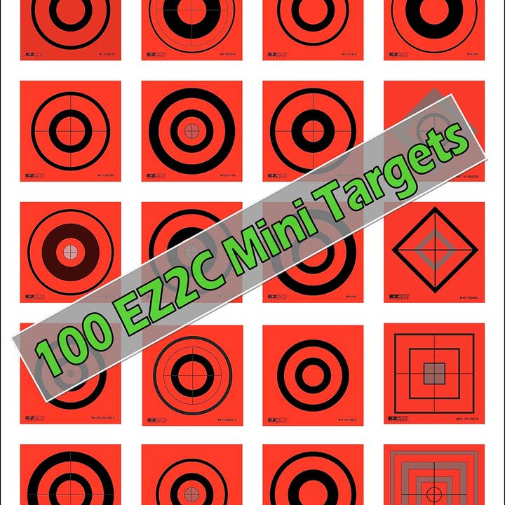 100 cibles de tir mini EZ2C, fluorescentes et auto-adhésives 3,5" x 3,5" FABRIQUÉES AUX ÉTATS-UNIS (paquet de 100) pour la vente par EZ2C Targets