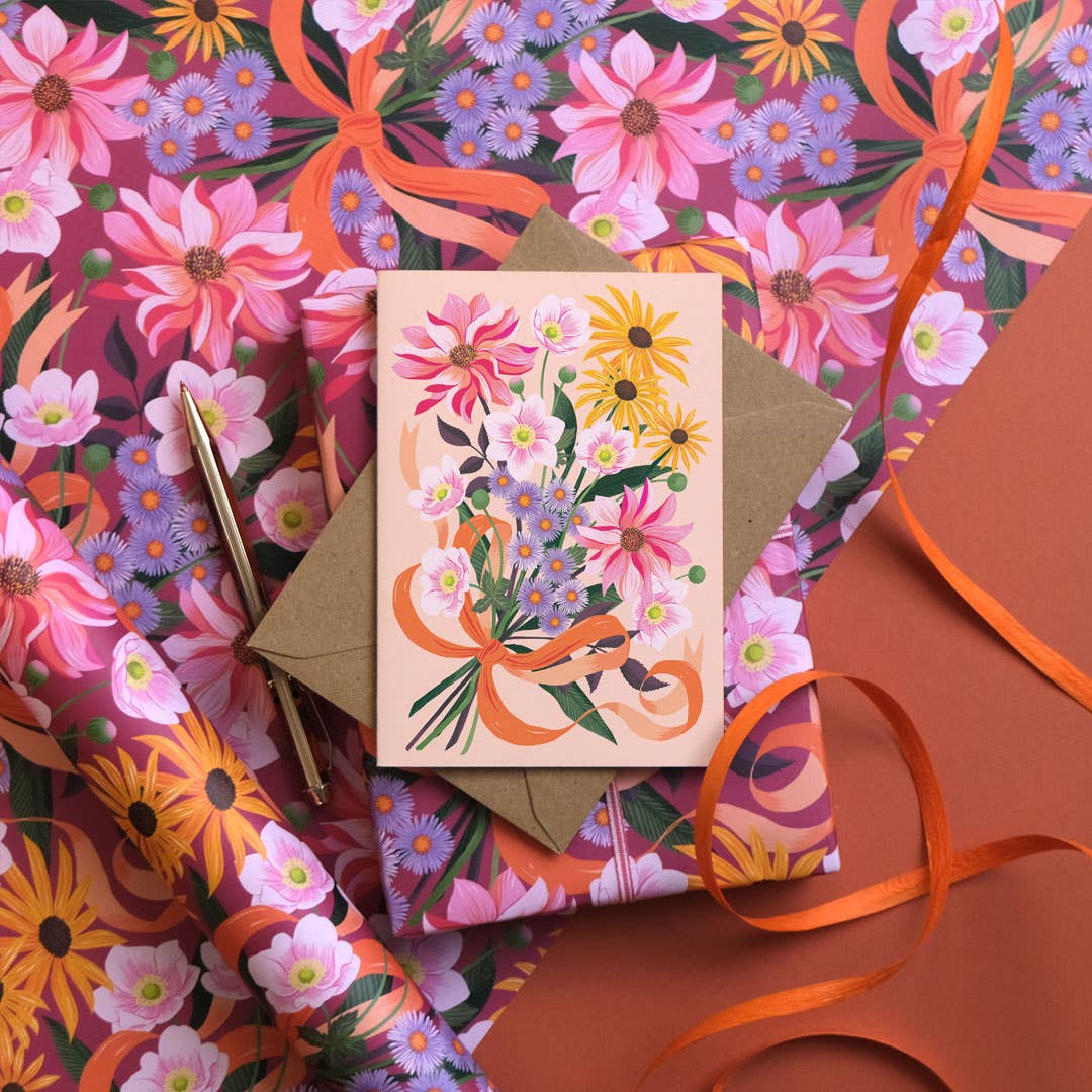 Printer Johnson Ltd - Wholesale Flat Wrap - Autumn Bouquet | Gift wrap, wrapping paper | Floral3