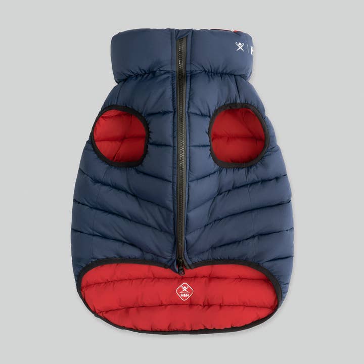 Hugo & Hudson - Wholesale Pet Jacket - Dog - Hackett x Hugo Hudson Dog Puffer Jacket - Navy & Berry