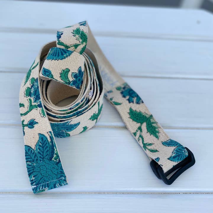 Block Print Yoga Strap for wholesale by Jen Stock Mindful Designs