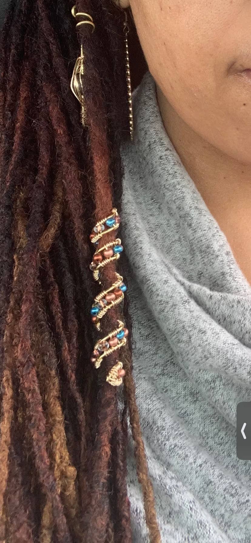 elevated loc jewelry - Wholesale Hair Tie - Blue/Bronze Loc Wrap0