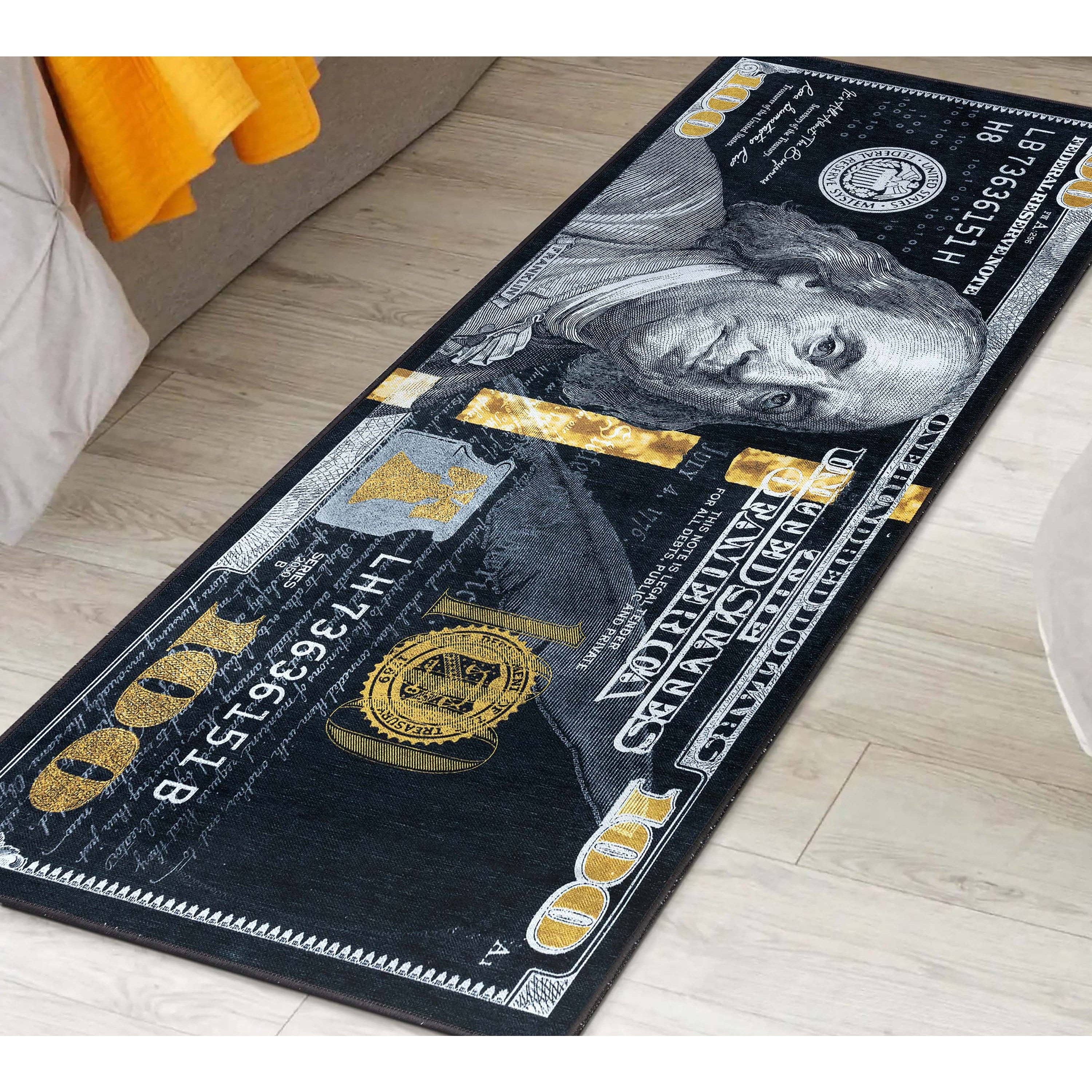 Well Woven – Großhandel Läufer – Novelty Runner in Schwarz und Schwarz mit Hundert-Dollar-Schein6