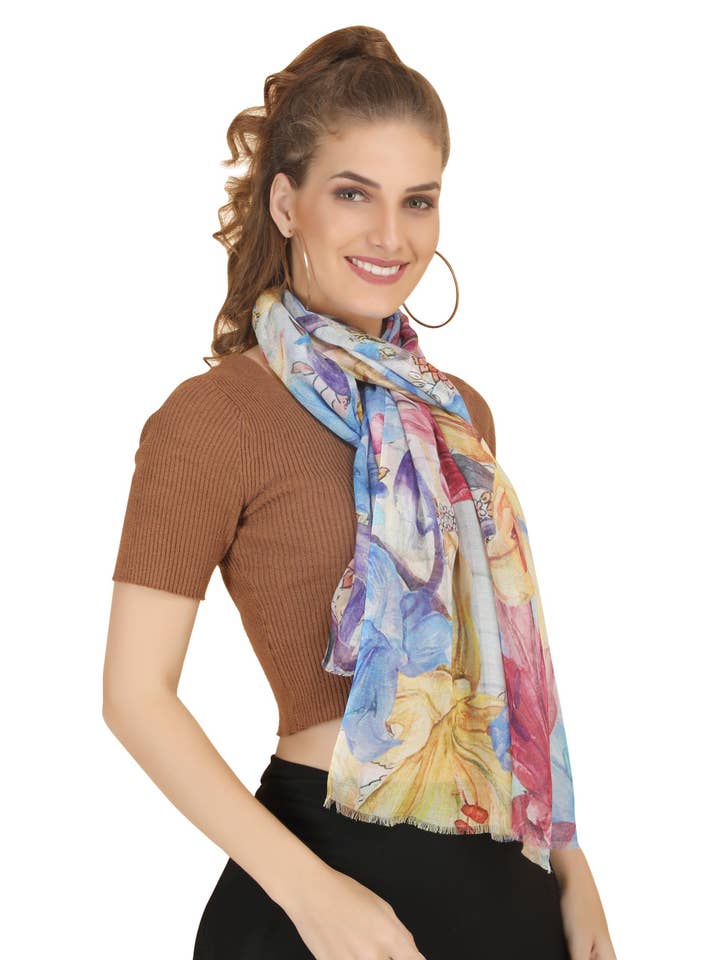 Women's Multi Silk Shawl for wholesale by SIDDHARTH IMPORTS