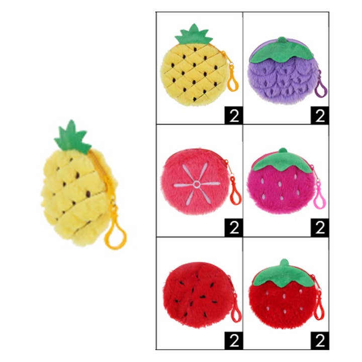 Sensibling Corp. - Wholesale Coin Purse - Women's - 12PCS - Fuzzy Fruit Coin Purses