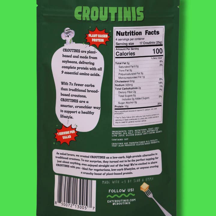 Croutinis - Wholesale Puffed Snack - Chili Lime Crouton - High Protein, Low Carb & Gluten Free, Pantry Size 5oz Bags2