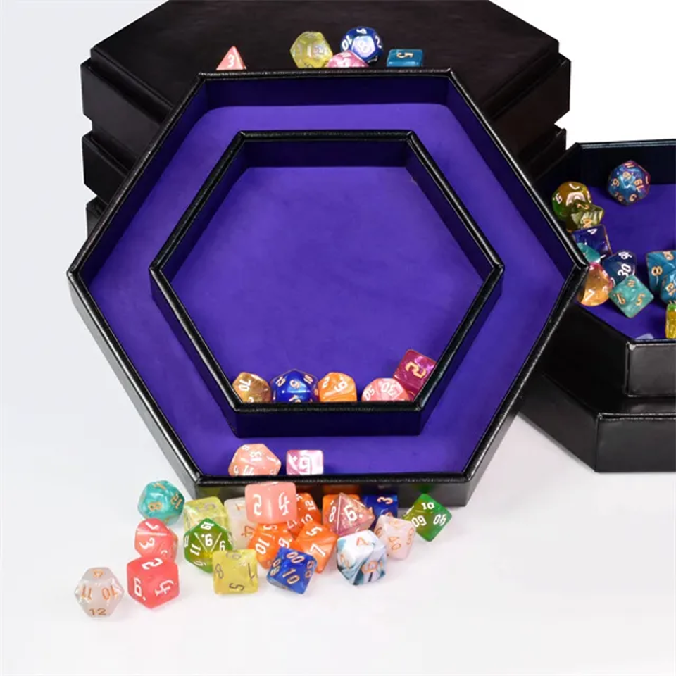 Tabletop Dominion Limited – wholesale Dice – Tray of Fates | Hexagonal Dice Tray | Blue Felt4