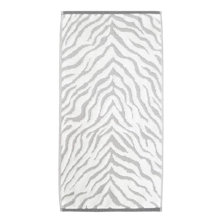 Allure Bath Fashions – wholesale Handduksset – Zebra Print Skulpterade Handdukar i Lyx Bomull - Vit/Grå2