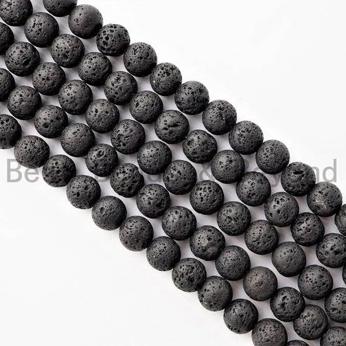 BestBeads&Beyond – Großhandel Perlen – Runde schwarze Lavaperlen für den Großhandel, 4 mm/6 mm/8 mm/10 mm/12 mm/14 mm2