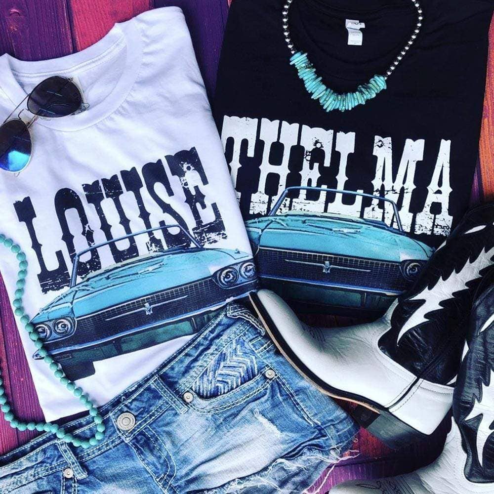 THE LATTIMORE CLAIM – wholesale Screen printed t-shirt – Women′s – Thelma & Louise ( Available in BLACK or WHITE )1