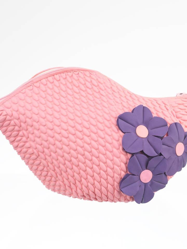 Bolsa de natación vintage rosa con 3 flores 472 para venta al por mayor de KORES ACCESSORIES