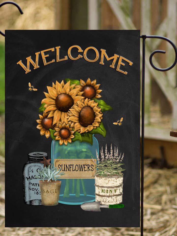 Welcome Sunflowers Garden Flag for wholesale by Happy Cow Lawn Decor
