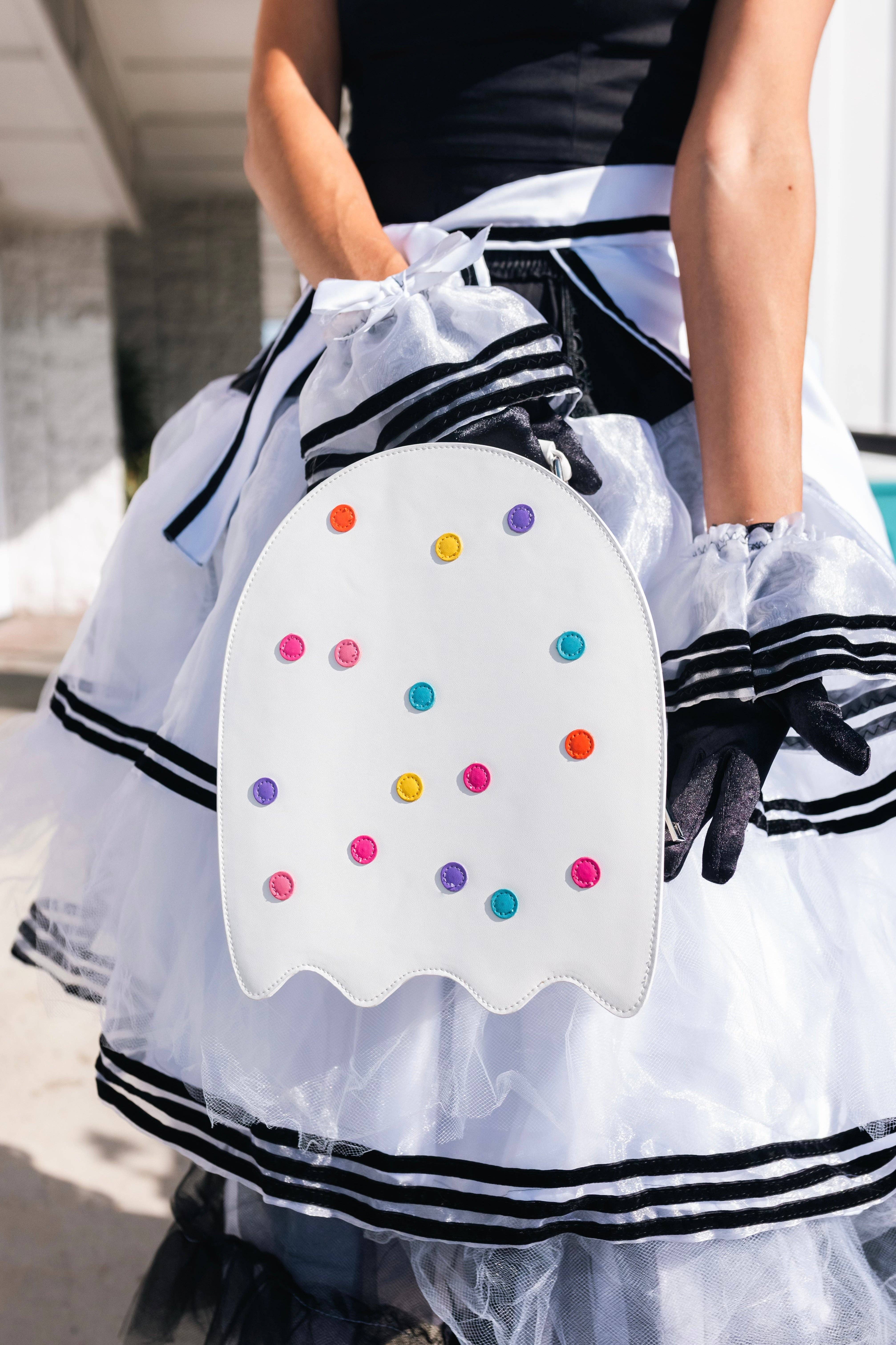 Weasel Wear - Wholesale Crossbody Bag - Women's - Circus Cookie Ghost Convertible Bag - White Vegan Leather Ghost Purse with Rainbow Sprinkles (Spooky Nostalgia Edition)9