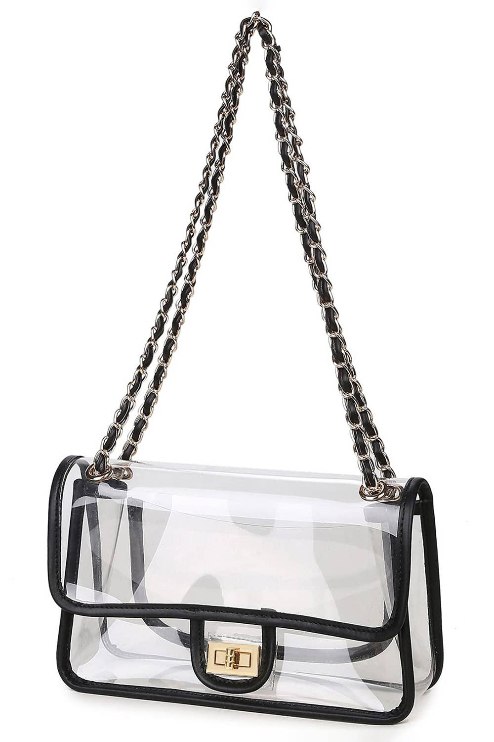 Black Stadium Chic Clear Flap Bag  🎤 for wholesale on Faire5