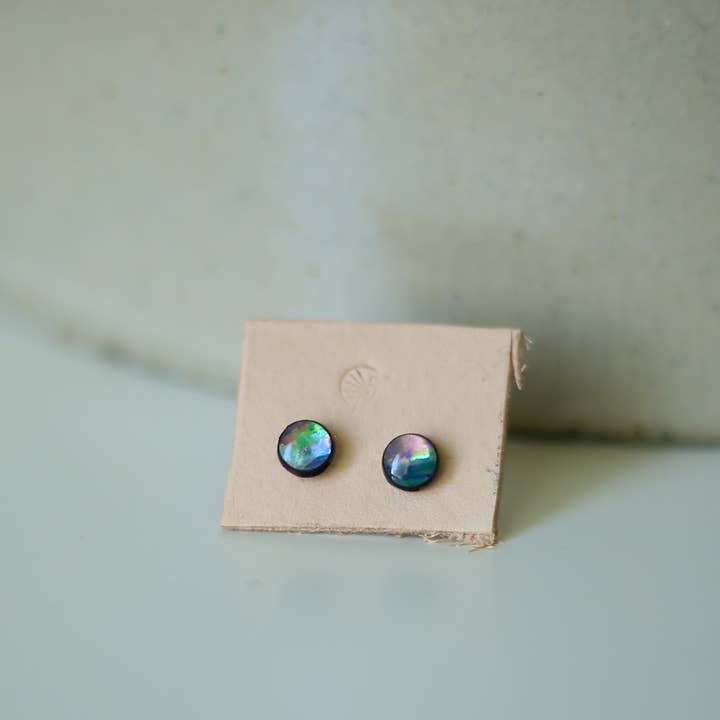 Abalone / Paua Shell Stud Earrings for wholesale by Buzzing Bird Studios, LLC