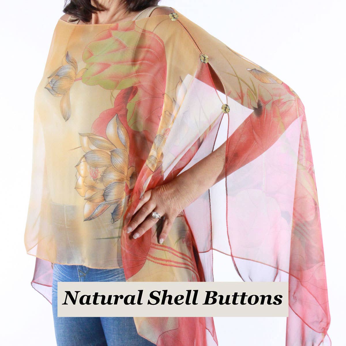 The Magic Scarf Company - Vendita all'ingrosso Poncho - Donna - Poncho/Cappa setosa con sei bottoni43