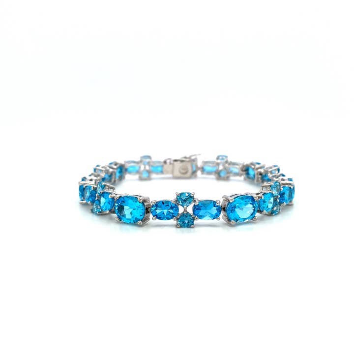 Blue Topaz Bracelet in .925 Sterling Silver - KSD 48429 for wholesale by Kotawala Jewels