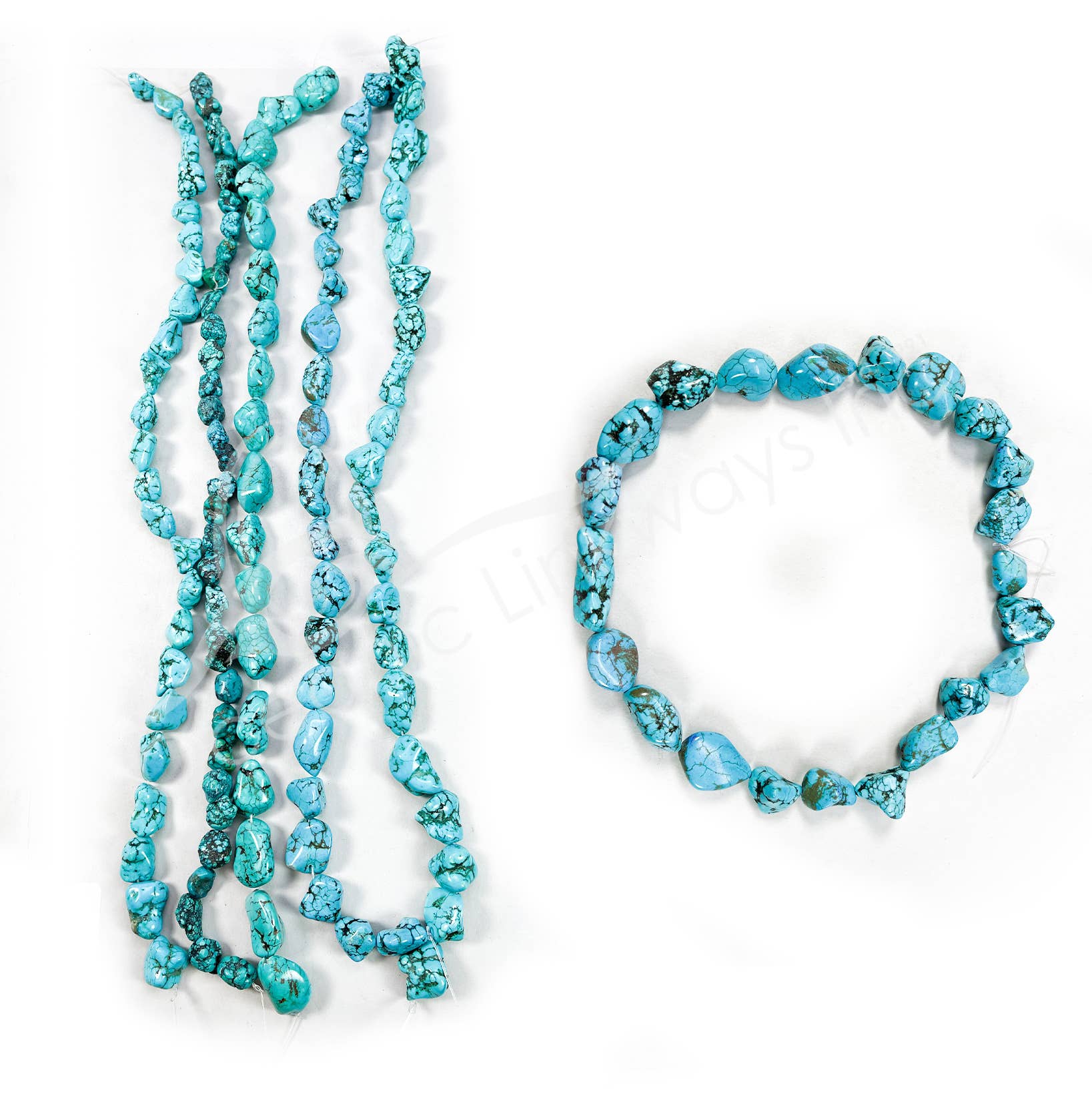 Oceanic Linkways Inc - Wholesale Spiritual Stone/Crystal - (STRAND)BEADS STRAND - TURQUOISE HOWLITE 10-25 MM0