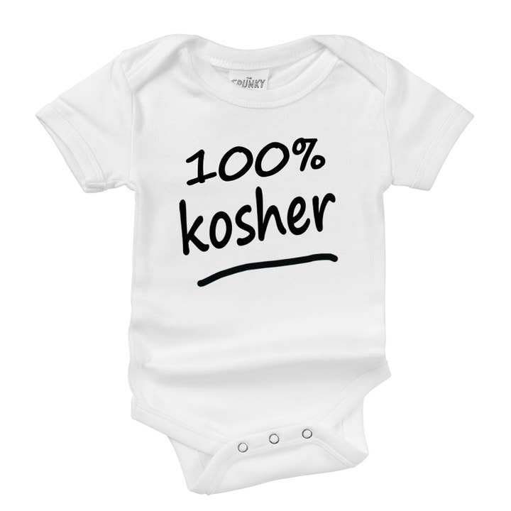 100% Kosher Organic Cotton Funny Baby Bodysuit Toddler Shirt for wholesale by Spunky Stork