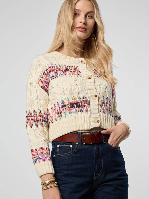 Fair Isle Cable Knit Cardigan for wholesale by SAACHI