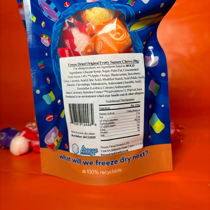 Freeze Dried Sweets - Wholesale Hard Candy - Original Fruity Square Chews - Freeze Dried Sweets - Vegan,