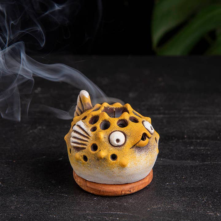 Troy Touch - Wholesale Incense Holder - Yellow Blue Fish Incense Holder and Candle Holder