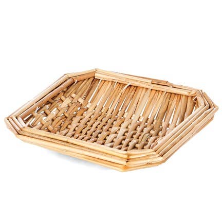 Square Wheat Straw Woven Tray Basket 6" for wholesale by Willow Group