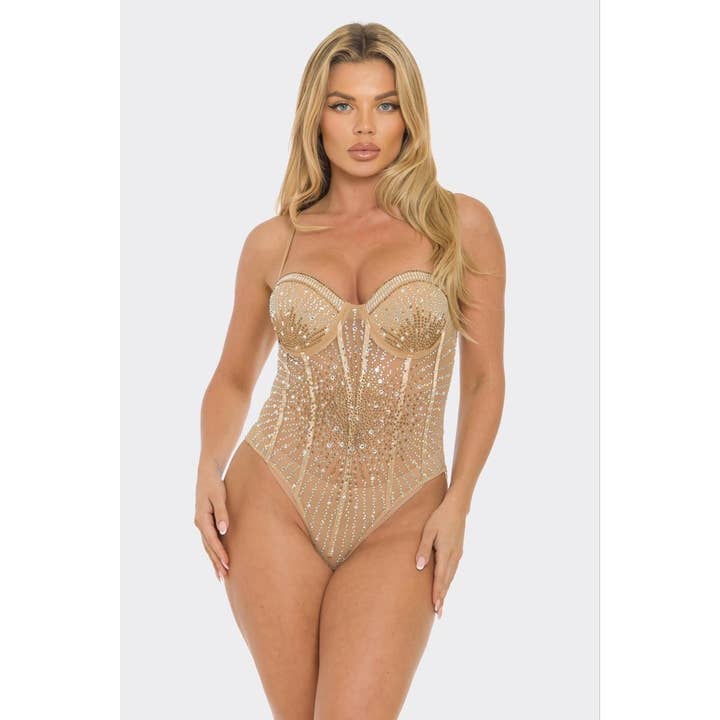 RHINESTONE UDSMYKKET BODYSUIT for engroshandel hos DORCAS