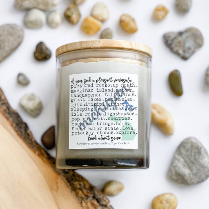 Coyer Candle Co. - Wholesale Jar/Filled Candle - 11 oz Candle Jars - If You Seek A Pleasant Peninsula...MI