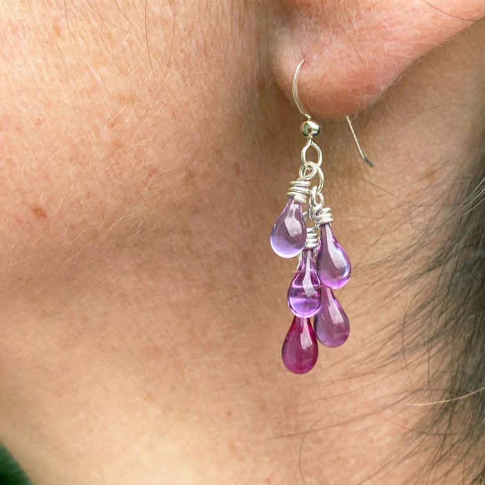 Sundrop Jewelry - Wholesale Dangle Earrings - Sonoma Glass Cluster Earrings, Pinot Noir3