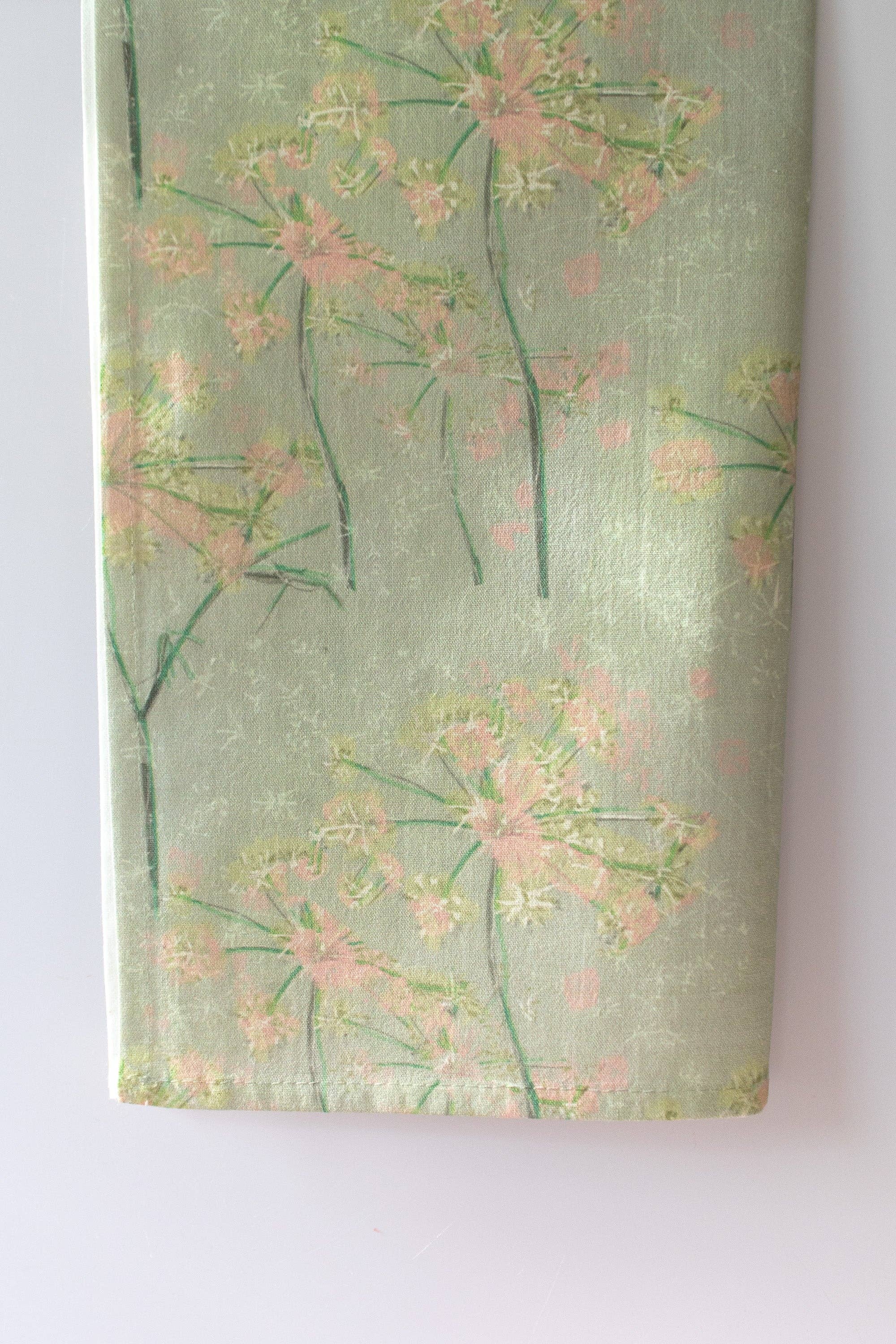 Gather Goods Co - Cards, Coasters, Tea Towels, Art, Mugs - Wholesale Tea Towel - Sage Green Tea Towel with Floral Botanical Print4