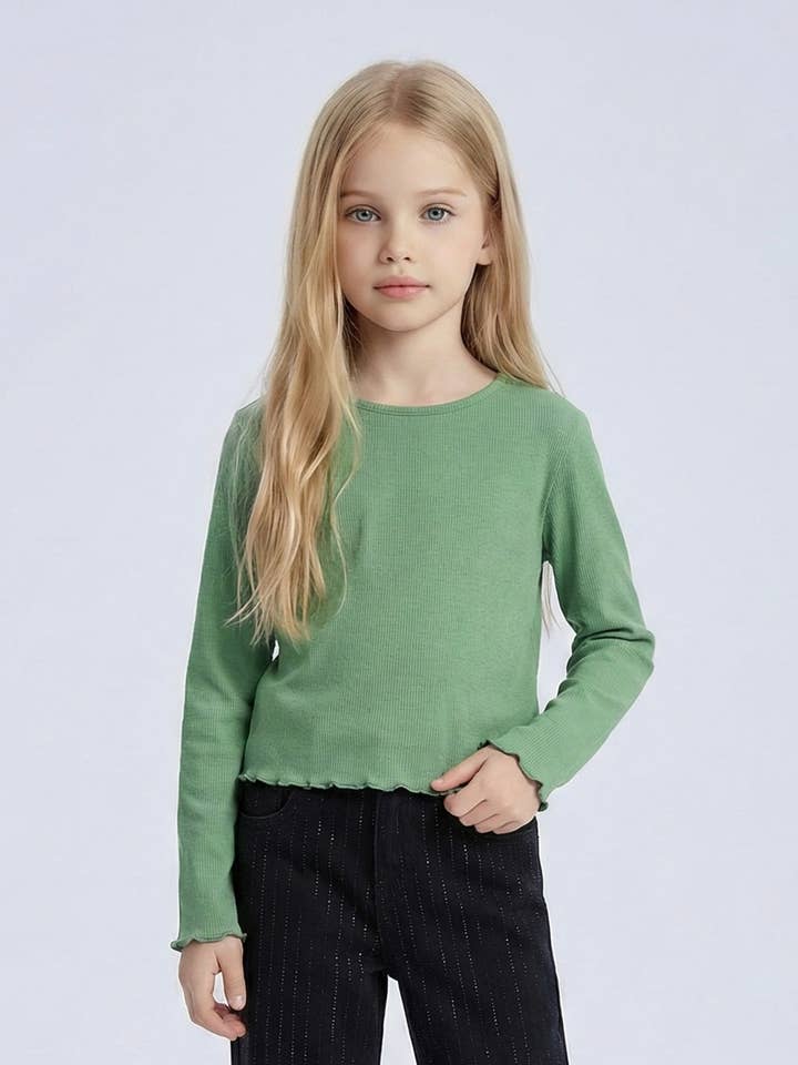 Meisjes t-shirt van ribkatoen met lange mouwen voor wholesale door MINI MIGNON PARIS