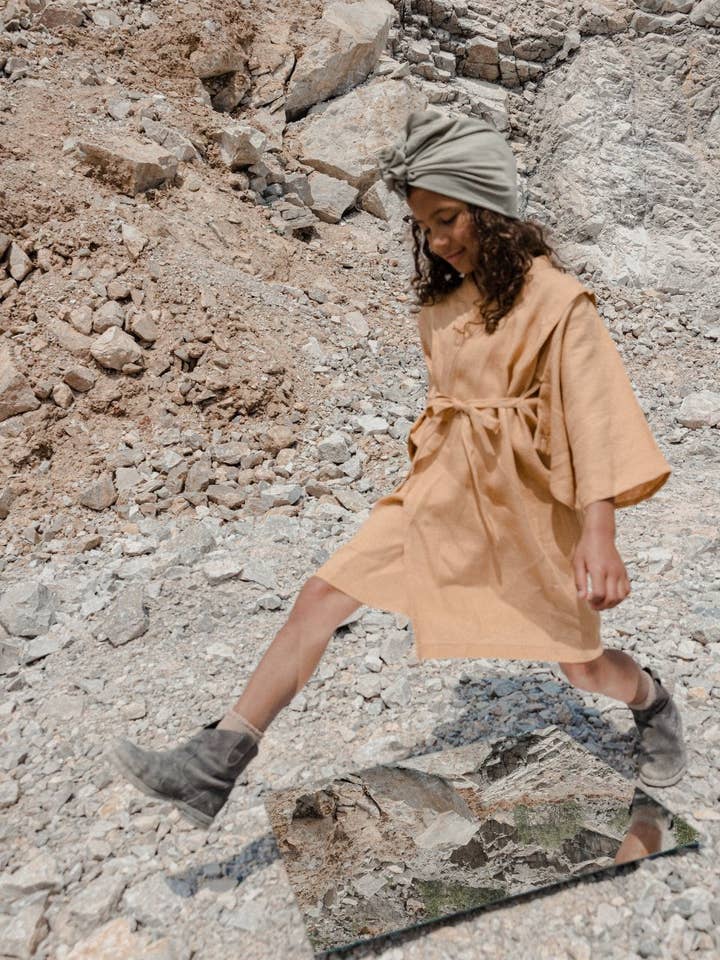 Linen Caramel Yukata Kimono for wholesale by Looks by Luks