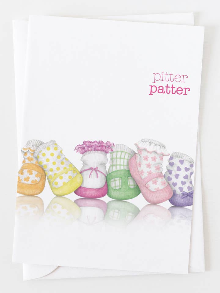 Pitter Patter Girl Baby Greeting Card C_1619 for wholesale by Ann Scott Design