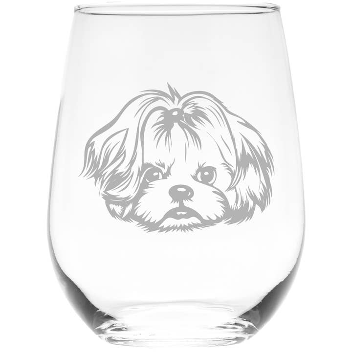 Shih Tzu-tema, hund vinglas utan stjälk, 50 cl. (Stil S2) för wholesale av C&M Personal Gifts