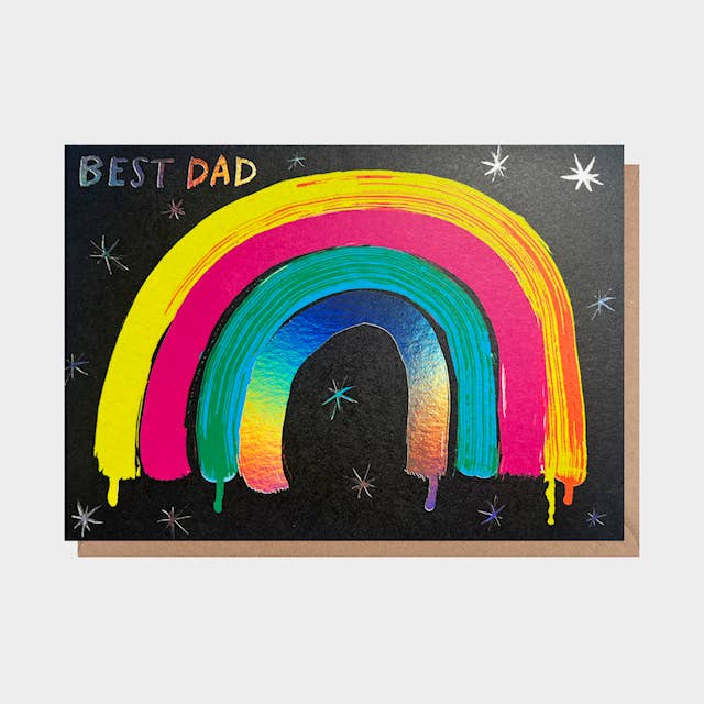 Greeting Card- "Best Dad" Rainbow (Foil) for wholesale by Sharon King-Chai