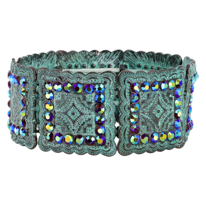 SP Sophia Collection - Vente Bracelet jonc - Bracelet en métal multicolore Western Concho Stone Mix2