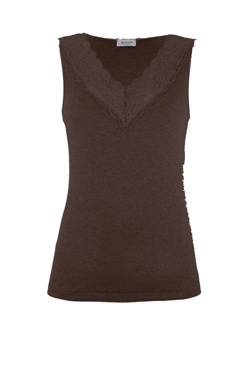 Madiva - Wholesale Tank Top - Women's - Flora・Wide shoulder in modal wool with colored ruffle3