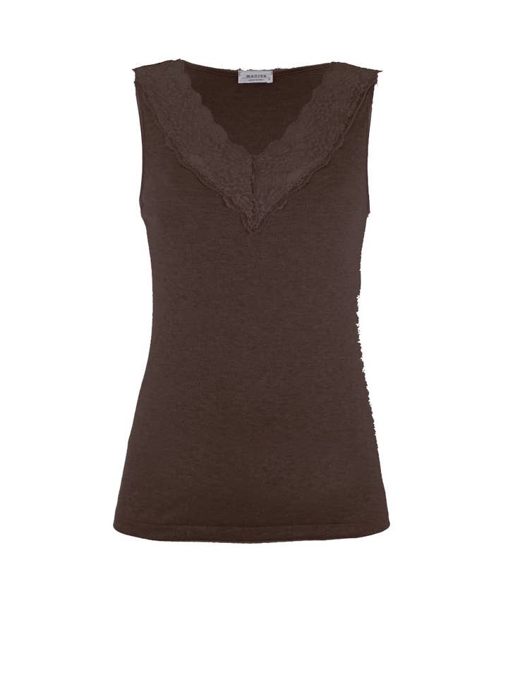 Madiva - Wholesale Tank Top - Women's - Flora・Wide shoulder in modal wool with colored ruffle3