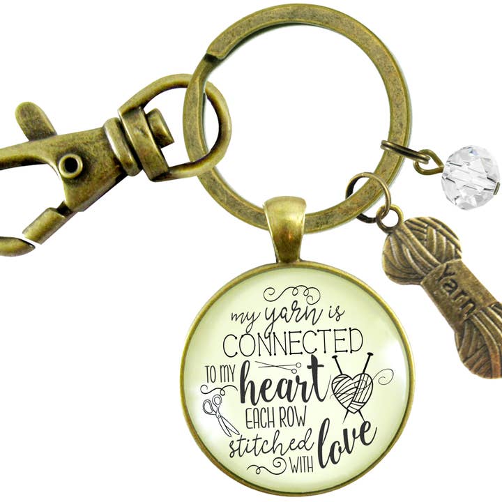 Knitting Keychain Yarn is Connected Heart Knitters Quote ^ for wholesale by Gutsy Goodness