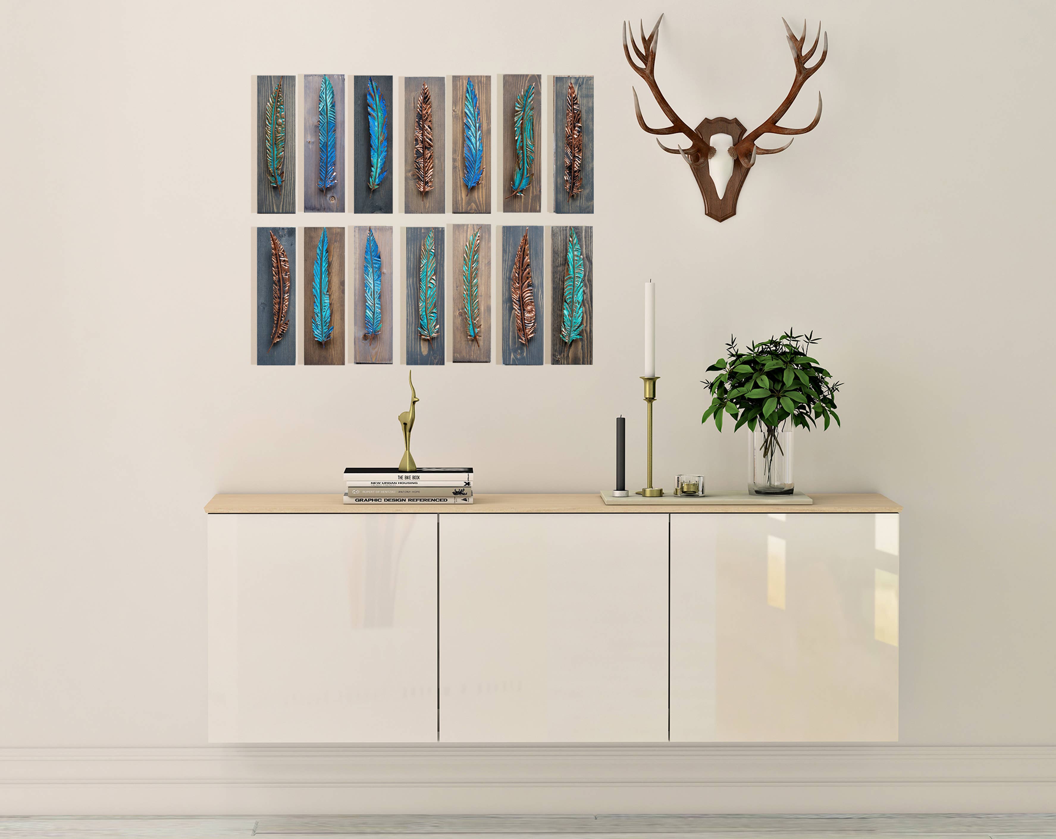 Timber Lane Studio - Wholesale Dimensionele/3D-muurkunst - Rijke oxidatie koperen veer11