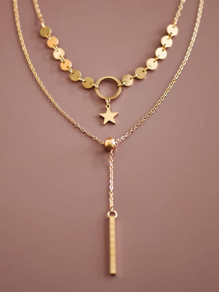 18K Gold Plated Waterproof Stainless Steel Chain Necklace - 7497 for wholesale by Mia Accessories